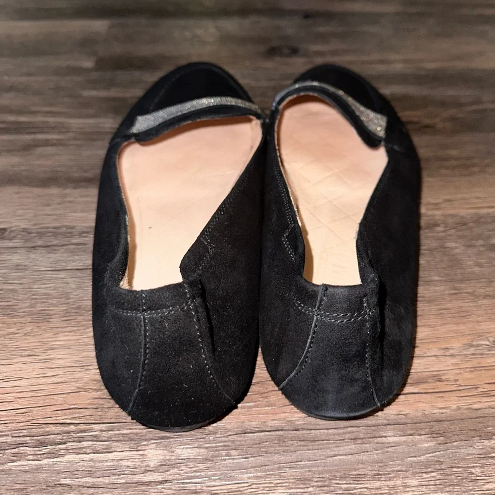Hispanitas Black Suede Loafers with Silver Rhinestones size 8 1/2